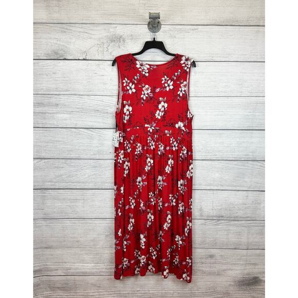 41 Hawthorn Plus Size Adelina Red Floral V-Neck Sleeveless Dress Size 3X - Picture 2 of 9